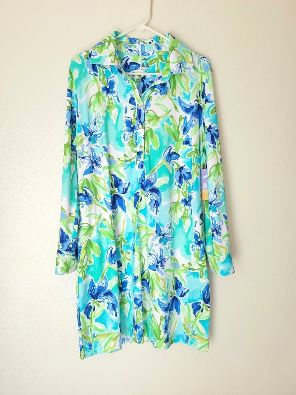 KENNY DANA Orchid Isle Jade Blue UPF 50 dress - XL